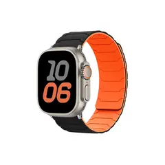 სმარტ საათის სამაჯური TVC Silicone Strap for Apple Watch Series 10 Ultra 9 8 7 SE 6 5 4 3 2 1 46mm 49mm 45mm 44mm 42mm Magnetic Band - Black+Orange  - Primestore.ge