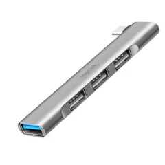 USB ჰაბი Logilink UA0437 Ultraslim 4-port USB-C hub 18W Aluminum  - Primestore.ge