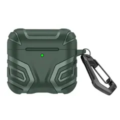 ყურსასმენის ქეისი TVC AirPods 4 Case Split Design Soft TPU Shockproof Earphone Cover with Carabiner - Blackish Green  - Primestore.ge