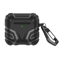 ყურსასმენის ქეისი TVC AirPods 4 Case Split Design Soft TPU Shockproof Earphone Cover with Carabiner - Black  - Primestore.ge