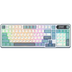 კლავიატურა Royal Kludge RK S98 RGB Mechanical Keyboard, Brown switch, Smart Display, Hot Swappable, Type-C wired, Bluetooth 5.0, 2.4GHz, Light Cloud  - Primestore.ge