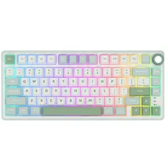 კლავიატურა Royal Kludge RK R75 RGB Mechanical Keyboard, K silver switch, Hot Swappable, Type-C wired, Sky Cyan  - Primestore.ge