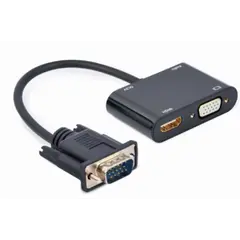 ადაპტერი Gembird A-VGA-HDMI-02 VGA to HDMI + VGA adapter cable 0.15m Black  - Primestore.ge