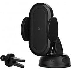 Phone holder charger 2E WCQ01-07 Car Windsheild / airvent Wireless Charger (3in1), 10W, black