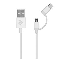 USB cable 2E Cable USB to Micro Type C 5V / 2.4A White 1m