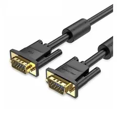 კაბელი VENTION DAEBI VGA (3+6) MALE TO MALE CABLE WITH FERRITE CORES 3M BLACK  - Primestore.ge