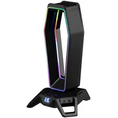 ყურსასმენის სადგამი 2E 2E-GST330UB Gaming 3in1 GST330 Headset Stand, RGB, USB, Black  - Primestore.ge