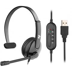 Headphones 2E CH12MU, Mono Headphones, Wired, USB, Black