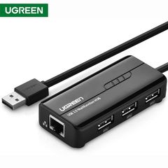 ქსელის ბარათი UGREEN 20264 USB 2.0 10/100Mbps USB to Lan + 3Port USB HUB Network Adapter  - Primestore.ge