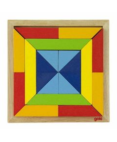 Primestore.ge - ხის ასაწყობი ფაზლი Goki The wooden puzzle The world of shapes - square 57572-3