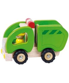 Primestore.ge - ხის ნაგვის მანქანა goki Machine wooden Garbage truck (green) 55964G