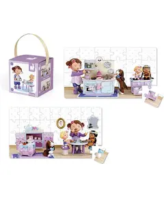 ასაწყობი ფაზლი Janod Set of 2 puzzles  Lola arranges a tea party J02769 - Primestore.ge