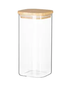 Jar Ardesto Jar Fresh, 700 ml, square, glass, bamboo