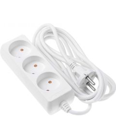 Extension cable 2E power strip 3XCEE7/17, 2G*1.0мм, 1.8м, white