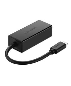 ლან ადაპტერი UGREEN 30287 USB 2.0 Type C 10/100Mbps Ethernet Adapter 110mm (Black)  - Primestore.ge