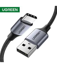 მობილურის USB დამტენი UGREEN 60128 USB 2.0 A to USB-C Cable Nickel Plating Aluminum Braid 2m (Black)  - Primestore.ge