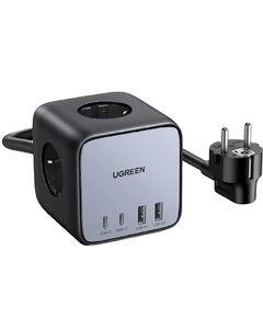 Power distributor UGREEN Charger Type-c CD268 (60113) Dignest, 65W, 3 Socket, USB-A, USB-C, 1.8m, Black