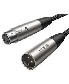 Audio cable UGREEN AV185 (20500), Hi-Fi XLR Male To Female, 2m, Black/Silver