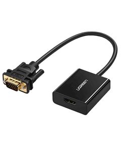 Adapter UGREEN HU-516 (20694), HDMI to VGA Adapter With 3.5mm, 30cm, Black