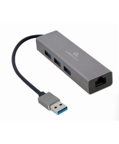 Adapter Gembird A-AMU3-LAN-01 USB AM Gigabit network adapter with 3-port USB 3.0 hub