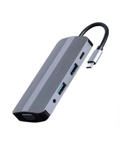 ადაპტერი Gembird A-CM-COMBO8-02 USB Type-C 8-in-1 multi-port adapter (Hub+HDMI+VGA+PD+card reader+stereo audio) Silver  - Primestore.ge