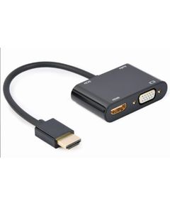 ადაპტერი Gembird A-HDMIM-HDMIFVGAF-01 HDMI to HDMI + VGA + Audio Adapter Cable 15cm Black  - Primestore.ge