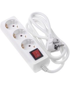 Extension cord 2E 3XSchuko with switch, 3G*1.5mm, 1.5m, white