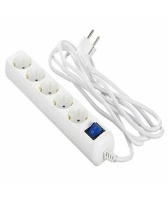 Extension cord 2E 5XSchuko with switch, 3G*1.5mm2, 3m, white