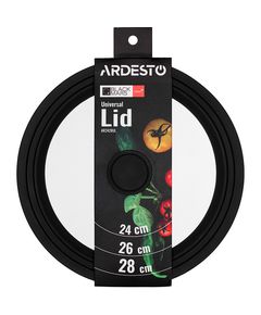 მინის თავსახური Ardesto Universal lid Black Mars Smart 24/26/28 cm, glass, silicone  - Primestore.ge