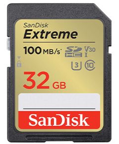 მეხსიერების ბარათი SanDisk 32GB Extreme SD/HC UHS-I Card 100MB/S V30/4K Class 10 SDSDXVT-032G-GNCIN  - Primestore.ge