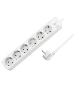 დენის დამაგრძელებელი Logilink LPS247 Socket Outlet 6-Way + Switch 1.5m White  - Primestore.ge