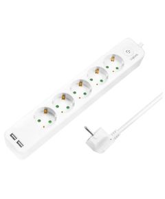 Power extension Logilink LPS249U Socket Outlet 5-Way + Switch + 2xUSB-A 1.5m White
