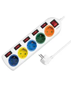 დენის დამაგრძელებელი Logilink LPS258 Power strip 5-way with 6 switches 5x CEE 7/3 multicolor 1.5m  - Primestore.ge