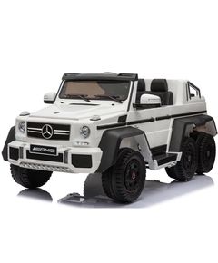 Children's electric car MERCEDES-BENZ G 63 AMG 6×6 WHITE with leather seat and rubber tires
