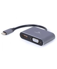 Adapter Gembird A-USB3C-HDMIVGA-01 USB Type-C to HDMI + VGA Display Adapter Space Gray
