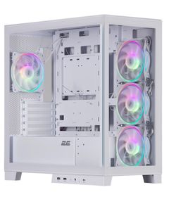 Case 2E Gaming Computer case Fantom GK701W, without PSU, 2xUSB 3.0, 1xUSB Type-C, 4x120mm ARGB, controller with remote, TG Side/Front Panel, mATX, White