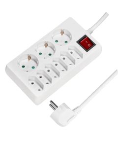 Power adapter Logilink LPS201 Socket outlet 9-way + switch 6x CEE 7/3 + 3x CEE 7/16 1.5m White