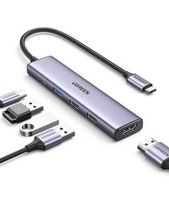 USB-C ჰაბი UGREEN CM478 (15495) Revodok 105, Type-C, USB, HDMI, PD, Hub, Grey  - Primestore.ge