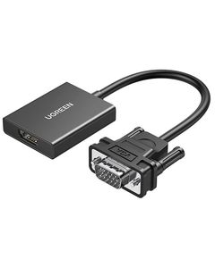 Adapter UGREEN CM513 (50945), VGA To HDMI Adapter With 3.5mm And USB-C, 0.15cm, Black
