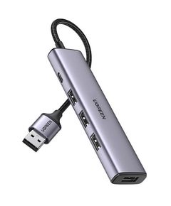 USB-C ჰაბი UGREEN CM473 (20805), USB-C, USB, Hub, Grey  - Primestore.ge