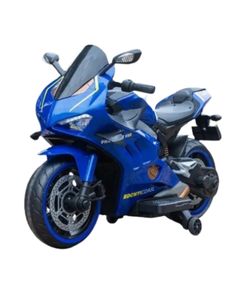 Children's electric motorcycle V5BLU, with rubber tires, leather seat