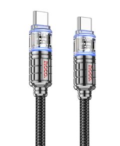 კაბელი Hoco U122 Lantern Transparent Discovery Edition 60W charging data cable Type-C to Type-C Black  - Primestore.ge