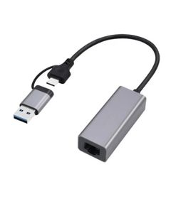 ადაპტერი Gembird A-USB3AC-LAN-01 USB 3.1 + type-C Gigabit network adapter space grey  - Primestore.ge