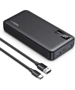 Portable charger UGREEN PB312(25683), 20000mAh, USB Type-C, USB, Two-way Power Bank, Black