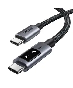 USB კაბელი UGREEN Uno L509 (35501), 100W, Type-C to Type-C, 1M, Black/Grey  - Primestore.ge