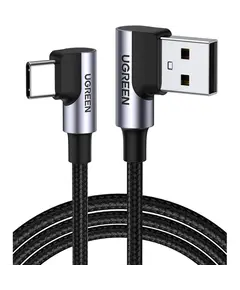 USB კაბელი UGREEN US176 (20856), 18W, USB-A to Type-C 90 Degree, 1m, Space Grey  - Primestore.ge