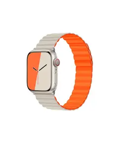 Smart Watch Strap TVC KALEBOL Magnetic Watch Band for Apple Watch Series 10 9 8 7 SE 6 5 4 3 2 1 42mm 41mm 40mm 38mm Silicone Adjustable Strap - Starlight Orange