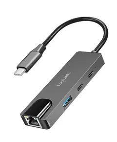 Logilink UA0432 USB 3.2 Hub 3-port with 2.5G Gigabit Ethernet Adapter Space Gray