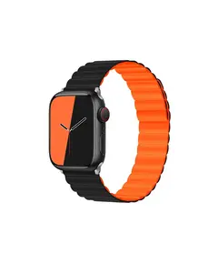 Smart Watch Strap TVC KALEBOL Magnetic Watch Band for Apple Watch Series 10 9 8 7 SE 6 5 4 3 2 1 42mm 41mm 40mm 38mm Silicone Adjustable Strap - Black Orange