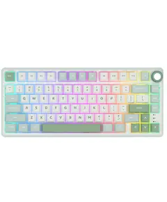 Royal Kludge RK R75 RGB Mechanical Keyboard, K silver switch, Hot Swappable, Type-C wired, Sky Cyan